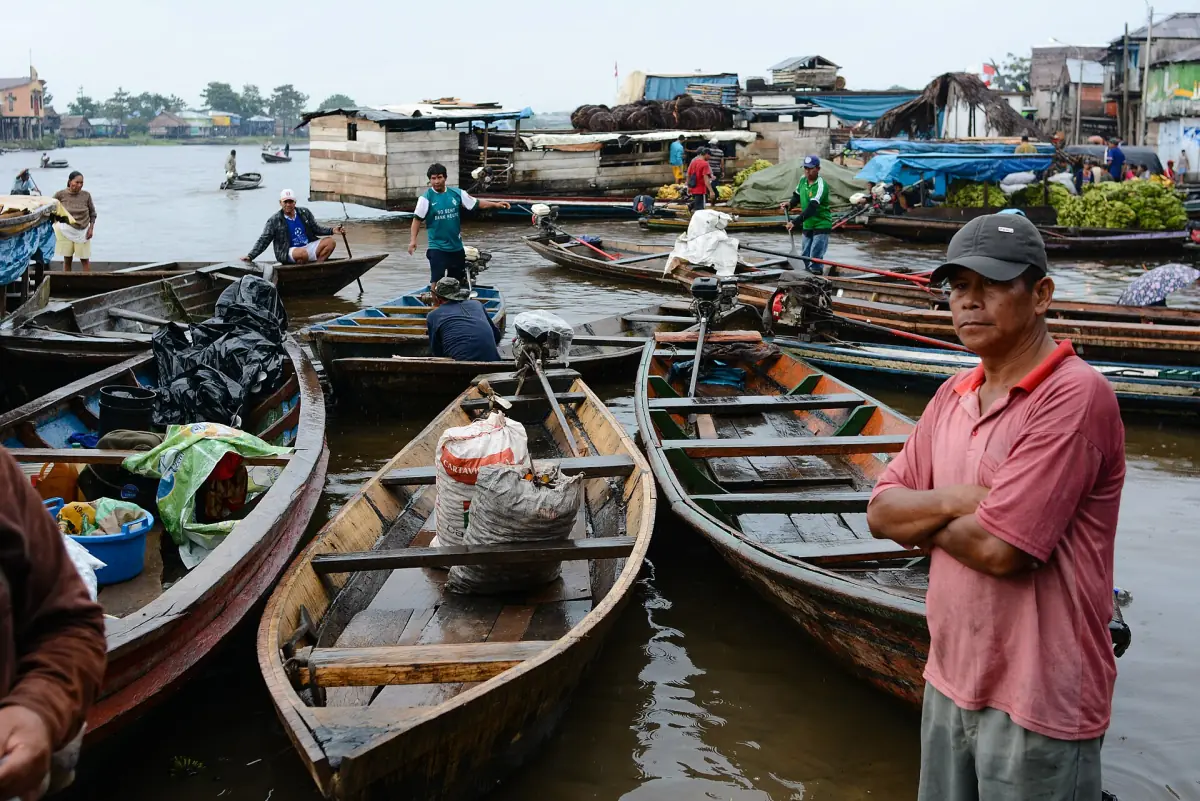 Canoes at the waterfront in Belén, Iquitos
